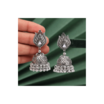 Silver Lotus Chandbali earrings