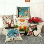Multicoloured Digital Jute Cushion Cover Set Of 5